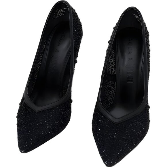 Aqua x Wicked Rhinestone Embellished Pumps Black Pointed Toe Heels US 6M - Picture 5 of 6